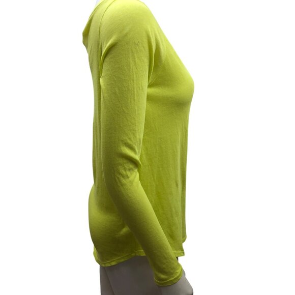 Polo Ralph Lauren Neon Yellow‎ Long Sleeve Scoop Neck Top MD NWT - Picture 4 of 7